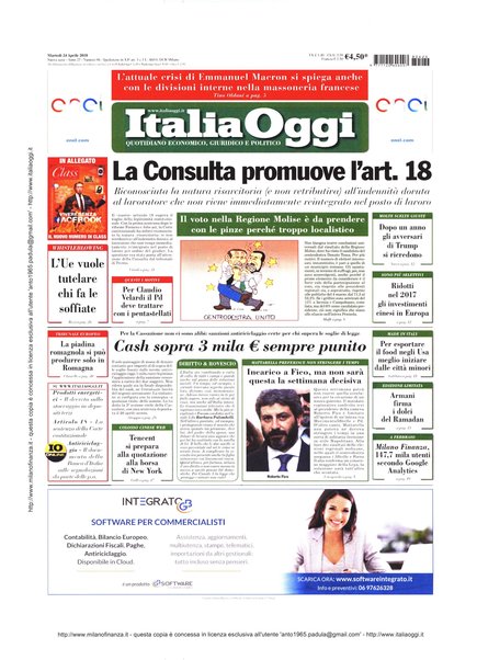 Italia oggi : quotidiano di economia finanza e politica